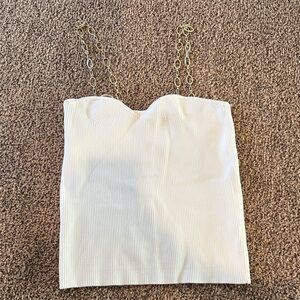 Lucy Paris Cream Camisole with Gold Chain Straps